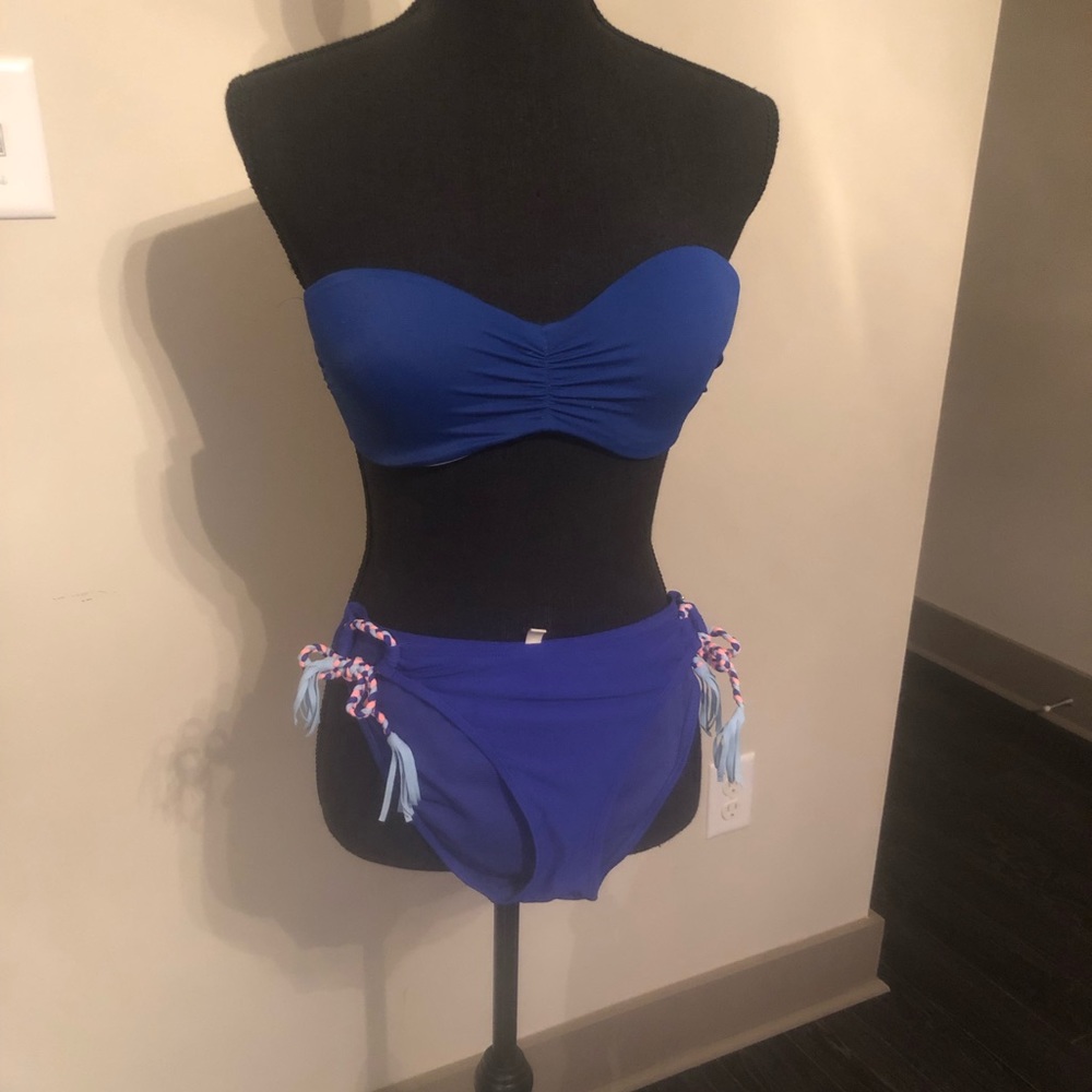 Red camel/urban sea royal blue swimsuit Small